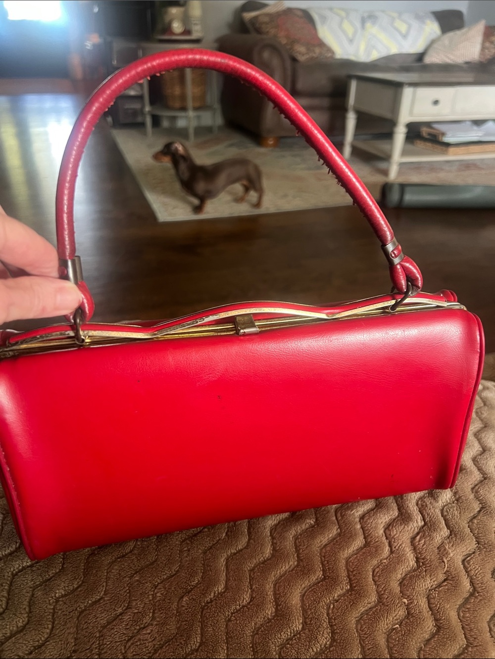 MCM 60’s era retro bag with brass clasp and hard close top. Vintage!